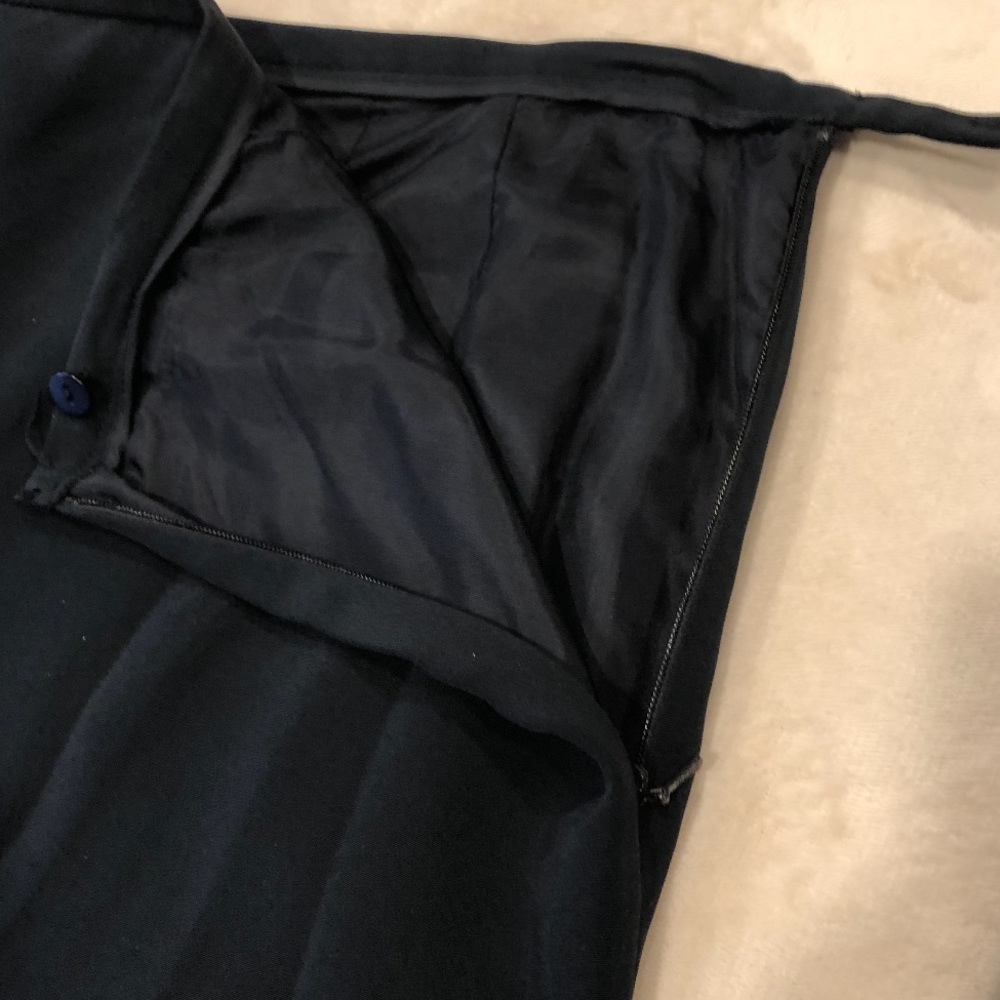 Sold-Worth New York Blue 100% Silk Woven Side Zip Flat Front Dress Pants - Picture 2 of 5